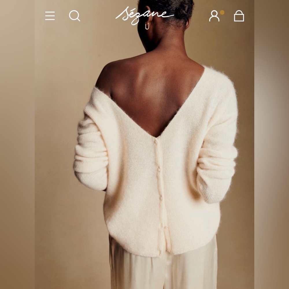 Sezane Barry Cardigan Ecru, size Small - Picture 2 of 11
